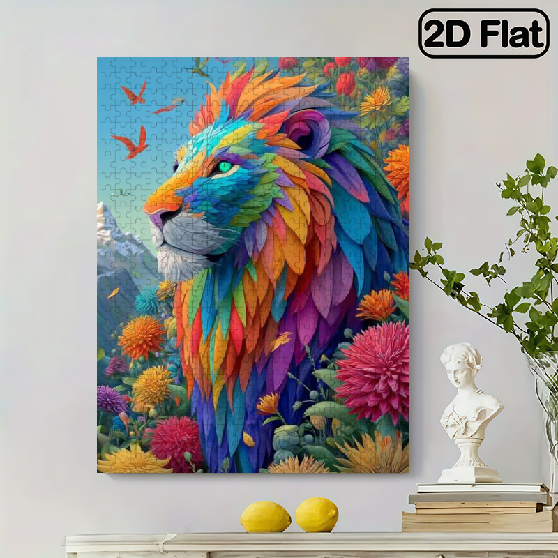500pcs Large Lion Jigsaw Puzzle for Adults 20.4x15 Rainbow Lion Indian ...