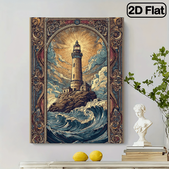 500pcs Large Nautical Lighthouse Ocean Waves Jigsaw Puzzle Suitable for - Challenging Coastal Seascape with Vibrant Colors, Family Activity, Fun Gift, Large Jigsaw Puzzle.20.4*14.9 in