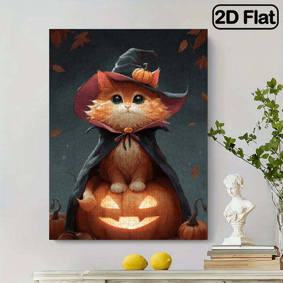 500pcs Large Puzzle for Adults - Enchanted Witch Pumpkin Magical Night (Halloween/Christmas/New Year) 20.4x15 Inch Giant.