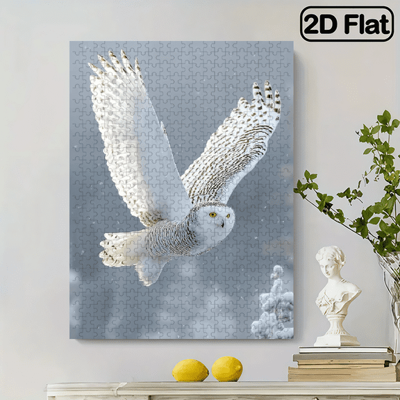 500pcs Large Snowy Owl in Winter Flight Jigsaw Puzzle Suitable for adult , Challenging Wildlife Bird Puzzle, Family Activity Fun Gift. 20.4x15 in