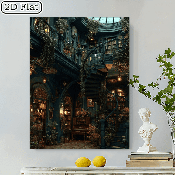 500pcs Magical Library Jigsaw Puzzle - Large Book-Themed with Enchanted Bookroom Pattern, Challenging Suitable for , Family Activity, Vintage Colorful Pieces, Large Jigsaw Puzzle.