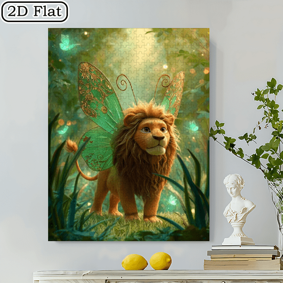 500pcs Magical Lion-Butterfly Jigsaw Puzzle Suitable for - Large Stress-Relief Cardboard Box, Portable Brain-Teaser Game, Challenging Art Activity, Ideal for Family Game Nights, Birthday/Christmas