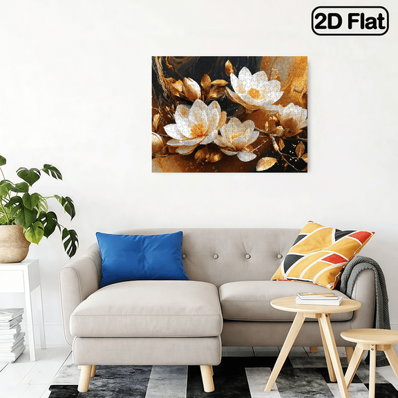 500pcs Magnolia Flower Jigsaw Puzzle Suitable for Adults - Challenging DIY Brain with Portable Box, Elegant Magnolia Flower Design, Cardboard,