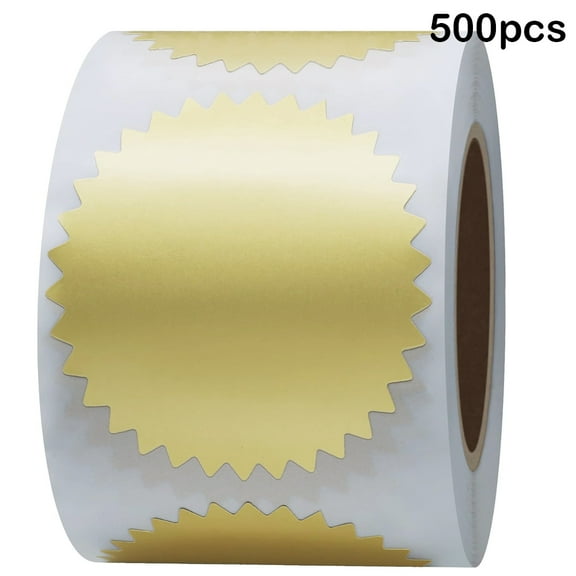 500pcs Matte Golden Sealing Sticker for Embossing Notary Seals 2 inch Embossing Stickers Serrated Edge Gold Color Coding Embossing Decals