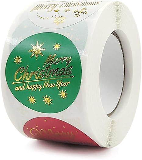 500pcs Merry Christmas Stickers Labels Roll 4 Designs Xmas Decorative ...