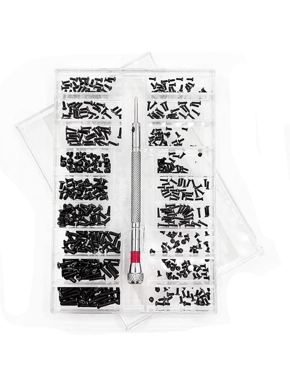 500pcs Micro Tiny Repair Screw Kit,18 Size Nickel Plating Tiny With ScrewdriverEyeglass Screws Sunglass Spectacles Watch Repair Replace Micro Parts Assortment kit