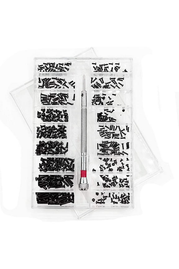 500pcs Micro Tiny Repair Screw Kit,18 Size Nickel Plating Tiny With ScrewdriverEyeglass Screws Sunglass Spectacles Watch Repair Replace Micro Parts Assortment kit