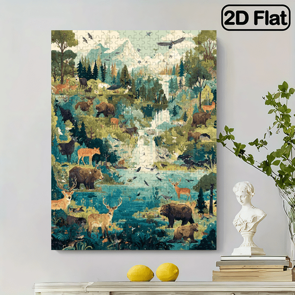 A 500pcs Mini Puzzle Featuring a Forest Animal Paradise Design - Scratch-resistant, High Difficulty, Suitable, Family Entertainment, DIY Home Decor, Halloween, Christmas, and as a Brain-challeng