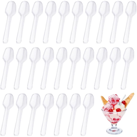 500pcs Mini Spoons for Desserts, Clear Plastic Small Tasting Spoons, Disposable Sample Spoon, Dessert Ice Cream Spoon for Jelly Pudding, Yogurt, Cake, Appetizers (3 Inch)