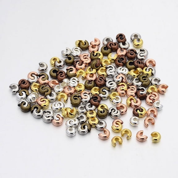 500pcs Mixed style Iron Crimp Beads Covers Cadmium Free & Nickel Free & Lead Free Mixed color 4mm In Diameter Hole: 1.5~1.8mm Iron