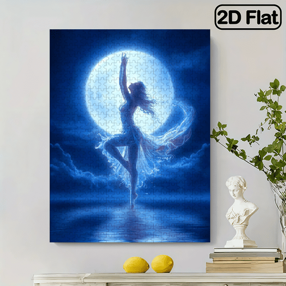 500pcs Moonlit Dance Jigsaw Puzzle Suitable for, Couples Families - Large 20.5x15in Cardboard with Moon, Dancers Night Sky Scene - Relax Fun, Advanced Challenge, Perfect Gift for Gamers Art Lovers