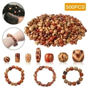 500pcs Natural Loose Wooden Beads for Jewelry Making Supplies, EEEkit 10~25mm Painted Assorted African Beads, Macrame Supplies Beads, Hair Beads Round Craft Wood Beads for Necklace Bracelets