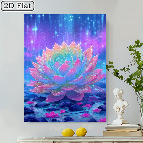 500pcs Neon Succulent Puzzle 20.5x15in Cardboard Jigsaw, Whimsical Art Design, Stress-Relief Game for Couples, Families, Gamers, Art Lovers, Perfect as New Year, Birthday Gift, Portable Fun