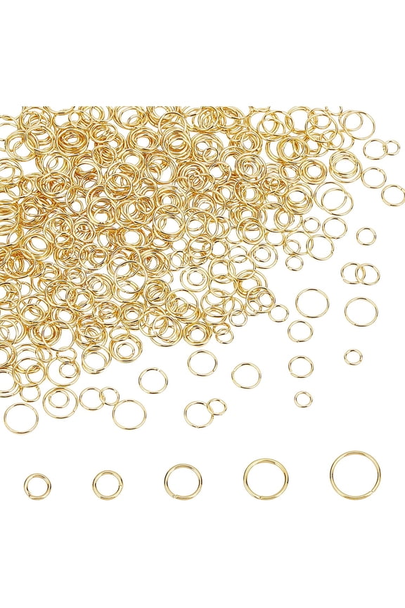 500pcs Open Jump Rings 5 Styles 18K Plated Golden Connector Ring 4.5/5/6/7/8mm 20/21 Gauge Small Jewelry Connectors O Rings