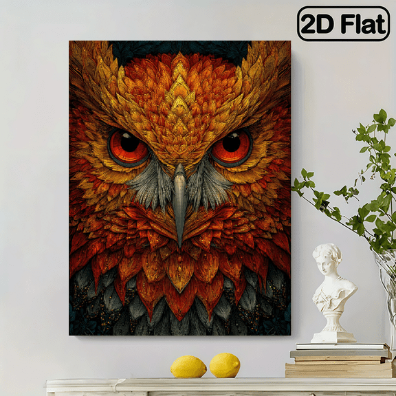 500pcs Orange and Golden Owl Head Jigsaw Puzzle Perfect Gift for Home Decoration Adult Educational Fun Creative and Interactive Animal Jigsaw Puzzle Game Large Size Bright,14.9*20.4 in.