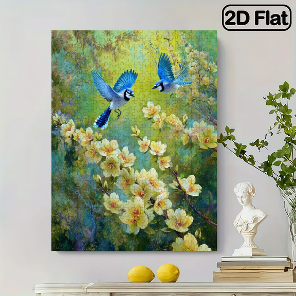500pcs Paper Jigsaw Puzzle Garden Birds Scene, Portable High-Difficulty Puzzle for Adults ,Couples, Families, Gamers, Quality Cardboard Creative Educational Game. 20.4x15 in