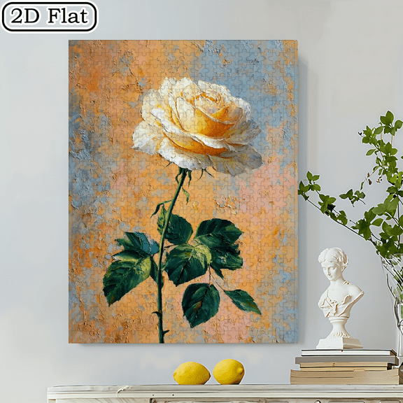 500pcs Peach-Rose Impressionist Puzzle20.4*19.4 Inches, Cardboard Material, Portable, High-Difficulty Jigsaw, Ideal For New Year/Birthday Gifts, Suitable For Couples/Families/Gamers/Art Enthusiast