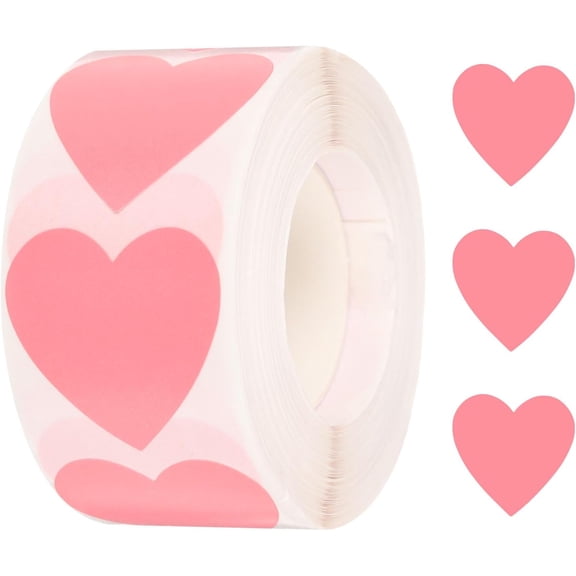 500pcs Pink Heart Stickers 1 Inch Self-Adhesive Stickers Coding Label Use for Valentine's Day, Award Charts,Offices, Teachers & Classrooms, Bookmarks Marking,PINK