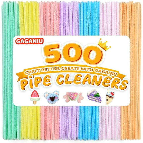 500pcs Pipe Cleaners, Pipe Cleaners for Crafts, Craft Supplies Multicolor Chenille Stems for Art&Craft Christmas DIY Projects(12inch*6mm,20colors)