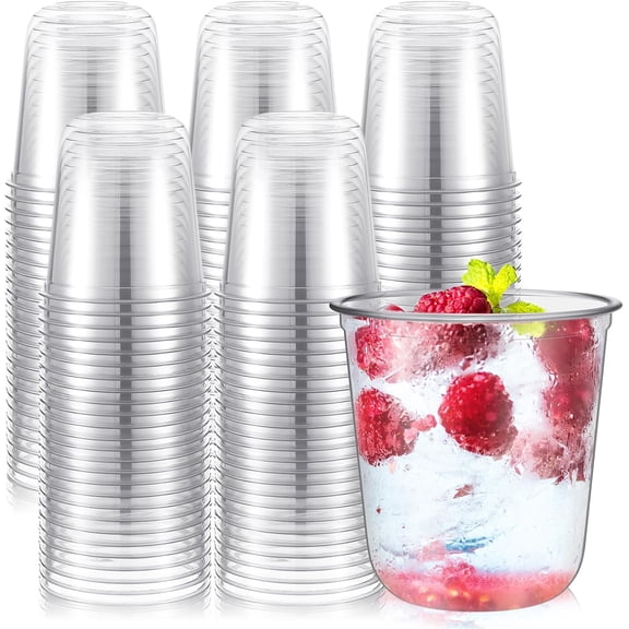 500pcs Plastic Clear Cups,12oz Disposable Stemless Wine Glasses