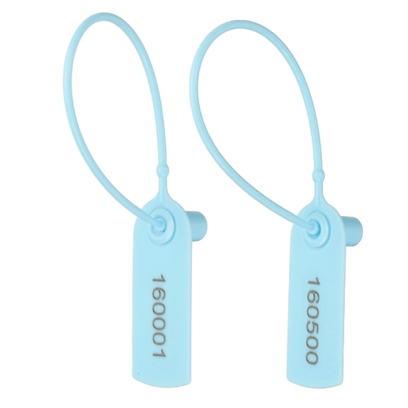 500pcs Plastic Tamper Seals, Plastic Security Seals Disposable Numbered Zip Ties Safety Tags Cable Labels Self Locking for Inventory Labeling Clothes Signage Shipping, Blue
