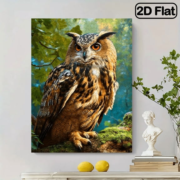 500pcs Portable Owl Puzzle, High Difficulty Theme, Premium Cardboard Box Art for Cozy Home Family Gathering Fun