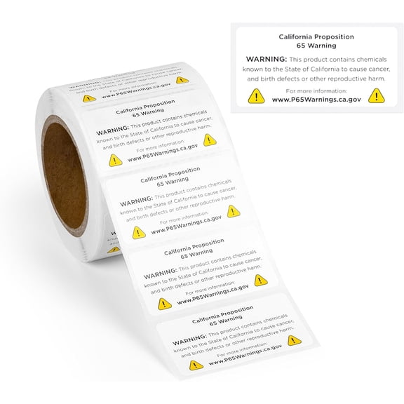 500pcs Prop 65 Warning Stickers, 1" x 2" Perforated Safety Labels for Shipping Receiving Prop 65 California Warning Labels