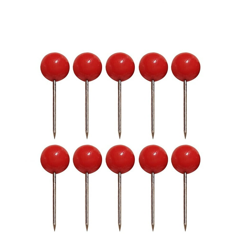 500pcs Push Pins Round Ball Head Map Tacks with Stainless Point for Office  Home Crafts DIY Marking (Red)