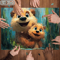 thumbnail image 1 of A 500pcs Puzzle for Adults Featuring Two Cheerful Bears by a Lakeside in The Woods. This Hand-Painted, Textured Brain Teaser Boasts Vibrant Illustrations. It'S a High-Quality Family Game That Offe, 1 of 9