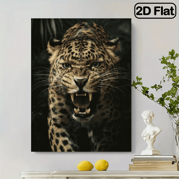 A 500pcs Puzzle Featuring a Jaguar Animal Print Wall Art Poster Measuring, Designed with a Vibrant Yellow Background. Ideal for Decorating Living Rooms Or Offices,14.9*20.4 in.