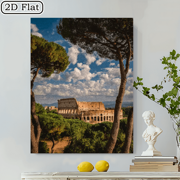 500pcs Puzzle - Large-Scale Colosseum in Rome Italy, Challenging 5D-like Brain Teaser with Iconic Landmark, Historical Architecture Roman Columns, Educational Family Activity Game (Portable Box)
