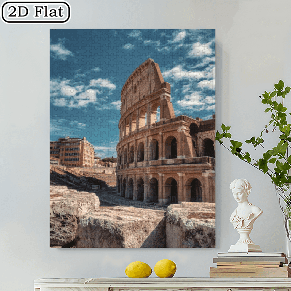 500pcs Puzzle - Rome's Colosseum Ancient Roman Architecture, Large Rectangular Box with Iconic Amphitheater Design, Challenging Historical Building for Gift History Buffs