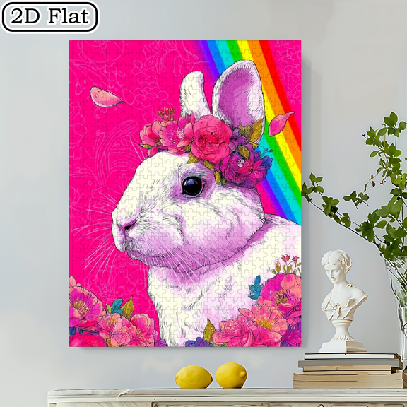 500pcs Rabbit-Shaped Jigsaw Puzzle - 20.4x15.4 Cardboard Picture Book Puzzle Suitable for, Families, Couples - Stress-Relieving Art Game Birthday/New Year Gift, Portable DIY Rabbit-Themed Challeng