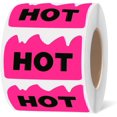 thumbnail image 1 of 500pcs Rave Hot Stickers 2 x 1-1/5 Inch Fluorescent Red, Hot Flame Fire Shape Labels, Marking Popular Items for Party, Restaurants, Spicy Food (Fluorescent Pink), 1 of 8