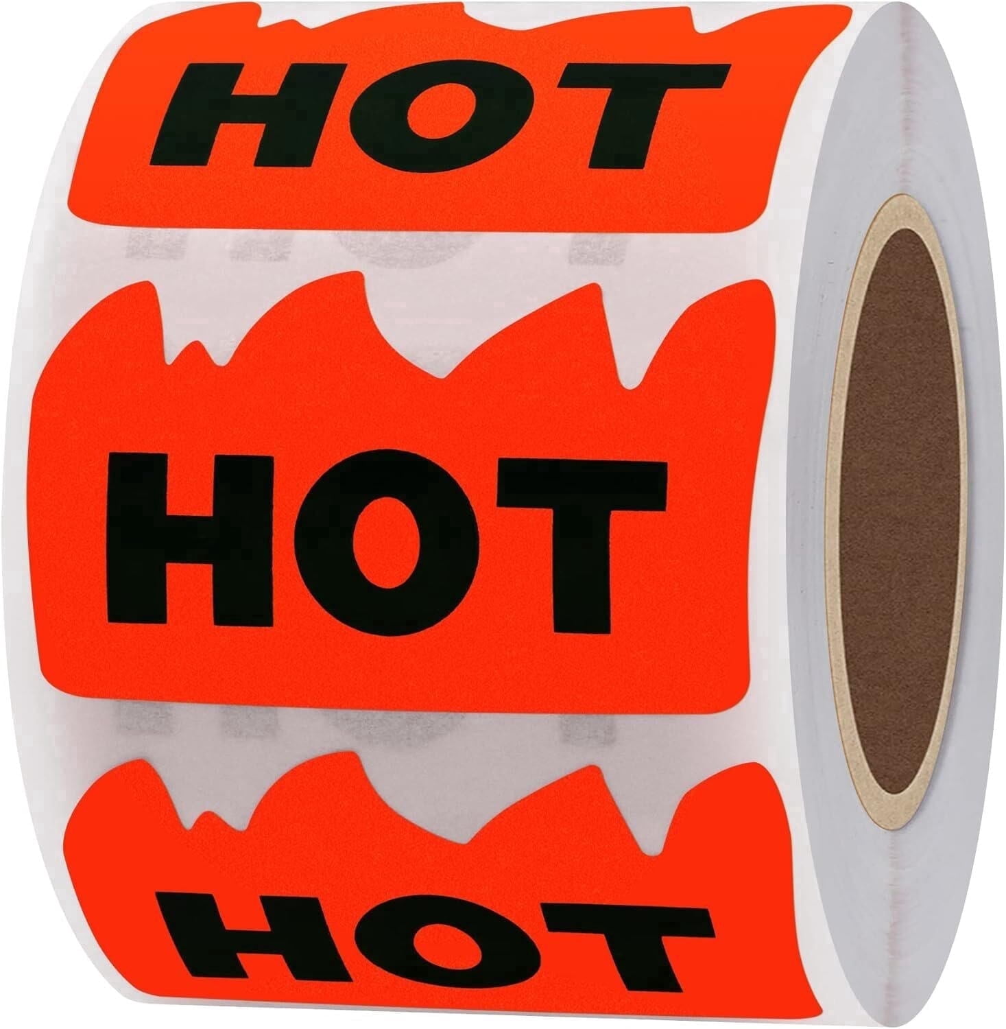 500pcs Rave Hot Stickers 2 x 1-1/5 Inch Fluorescent Red, Hot Flame Fire Shape Labels, Marking Popular Items for Party, Restaurants, Spicy Food (Fluorescent Red)