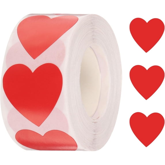 500pcs Red Heart Stickers 1 Inch Self-Adhesive Stickers Coding Label ...