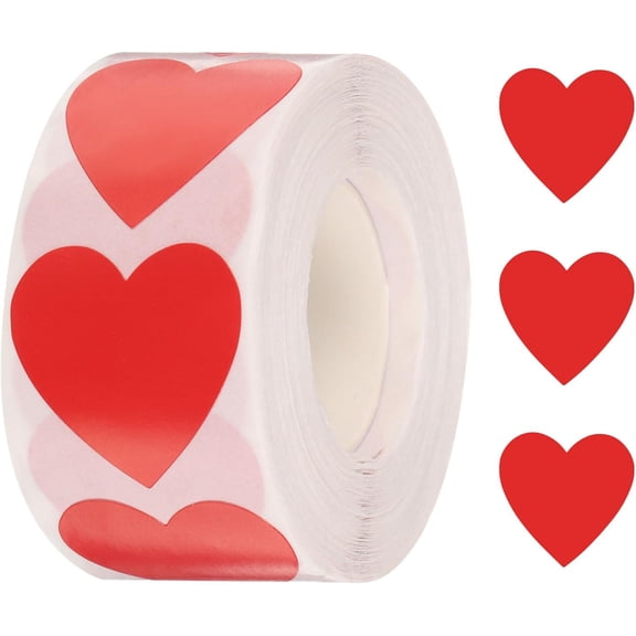 500pcs Red Heart Stickers 1 Inch Self-Adhesive Stickers Coding Label Use for Valentine's Day, Award Charts,Offices, Teachers & Classrooms, Bookmarks Marking