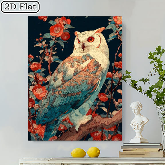 500pcs Retro Owl Cardboard Jigsaw Puzzle, 20.4*19.4 inches, High-Difficulty Adult Family Couple Gamer, Mixed Color, Portable, Creative Leisure, Senior Skill Level, Art Lovers' Choice, Ideal for Ne
