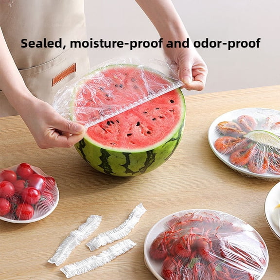 500pcs Reusable Thickened Elastic Food Grade Plastic Wrap - Tight Household Fresh Keeper, Transparent Stretchable Plastic Dish Sealing Cover for Kitchen and Restaurant