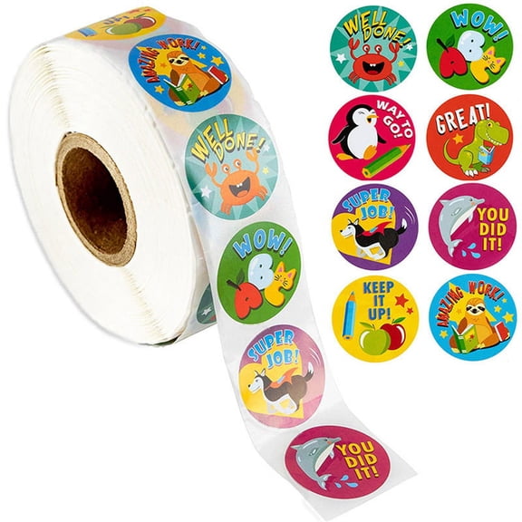 500pcs Reward Stickers Encouragement Sticker Roll Kids Stickers Cute Animals