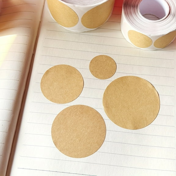 500pcs/Roll Kraft Round Stickers 25mm/1inch – Self-Adhesive Writable Labels with Date Section for Canning, Pantry Storage, DIY Crafts & Gift Wrapping
