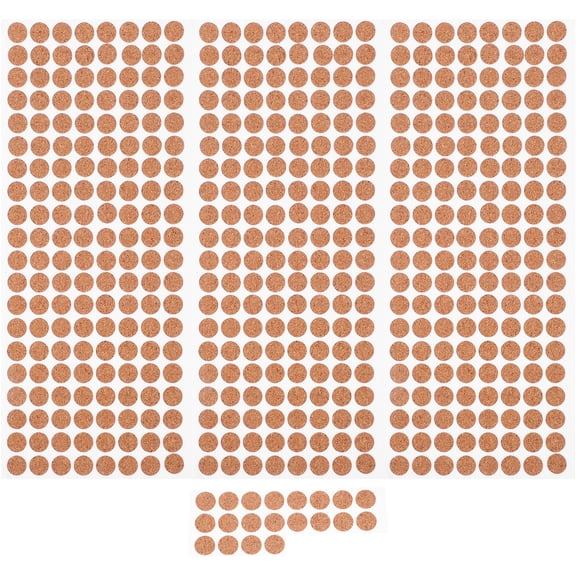 LOLIPPYY 500pcs Self-Adhesive Cork Pads: 10mm Non-Slip Cork Mats - Round Dots Flat Circles For Kitchen Furniture Cabinets Dining Noise Reduction Shock Absorption