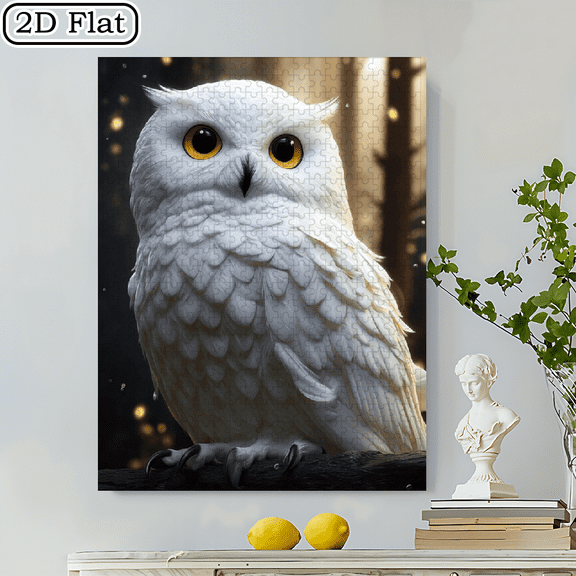 500pcs Snow-white Owl Large-sized Jigsaw Puzzle Perfect Gift for Home Decoration Adult Educational Fun and Creative Jigsaw Puzzle Game Suitable for Jigsaw Puzzle Enthusiasts.