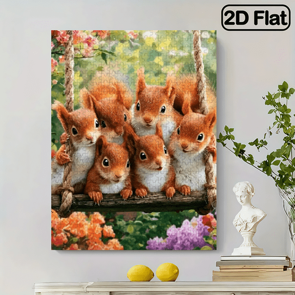 500pcs Squirrel Scene Jungle Forest Puzzle - 500pcs Compatible for Families, Portable Boxed Jigsaw Game, DIY Brain, /Christmas Gift, -Themed Art Decor (Paper Puzzle Pieces)