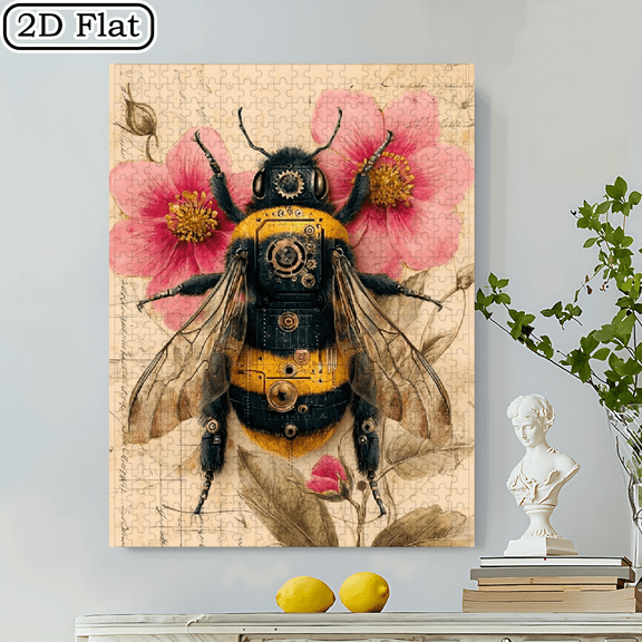 500pcs Steampunk Bumblebee Jigsaw Puzzle20.4*19.4 Inches, Cardboard Material, Imaginative for art Design, Portable For Couple Family Gamer, Ideal Birthday/New Year Gift, Creative Leisure For Art E