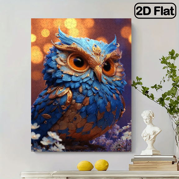500pcs Stylized Owl Jigsaw Puzzle, 20.4x15 Inches Cardboard Puzzle, Portable DIY High - Difficulty Game for, Couples Families.