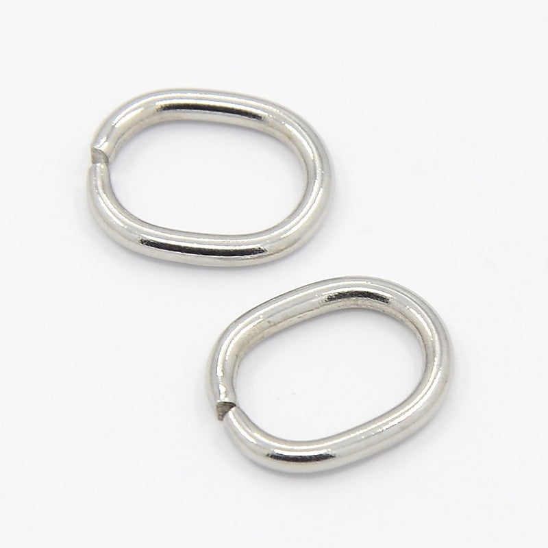 500pcs Resistant 201 Stainless Steel Open Jump Rings Oval Stainless Steel color 13.5x11x1.5mm Hole: 10x7mm