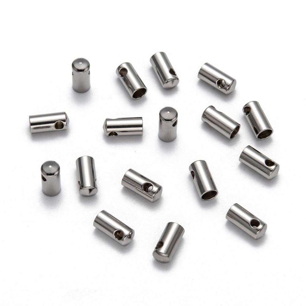500pcs Tarnish Resistant 304 Stainless Steel Cord Ends Tube Stainless Steel color 8x4mm Inner Diameter: 3mm