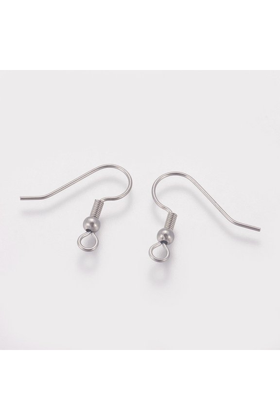 500pcs Tarnish Resistant 316 Surgical Stainless Steel Earring Hooks Ear Wire with Horizontal Loop Stainless Steel color 20x21x3mm Hole: 2mm Pin:0.7mm