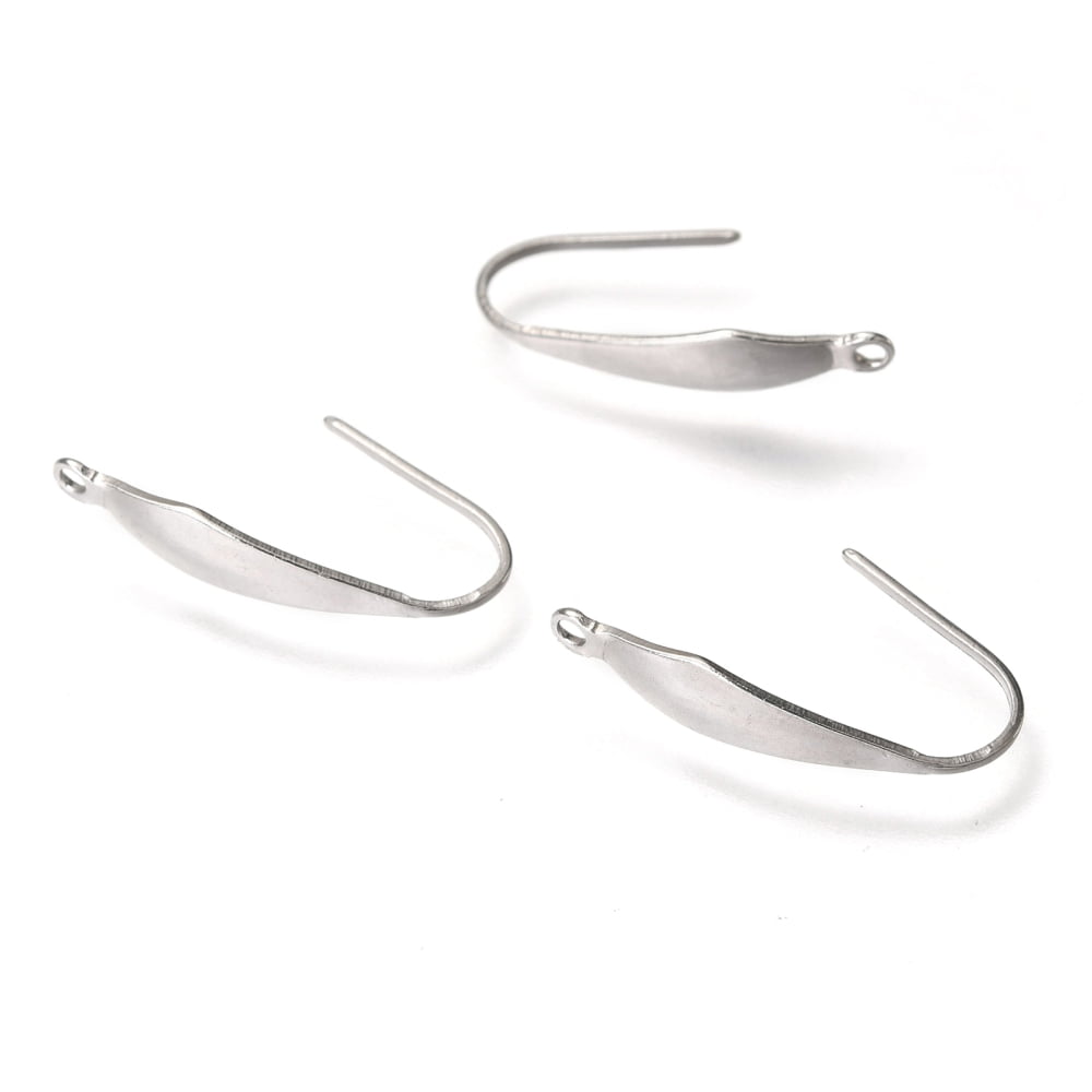 500pcs Resistant 316 Surgical Stainless Steel Earring Hooks with Vertical Loop Ear Wire Stainless Steel color 20.5x4.5mm Hole: 1.2mm